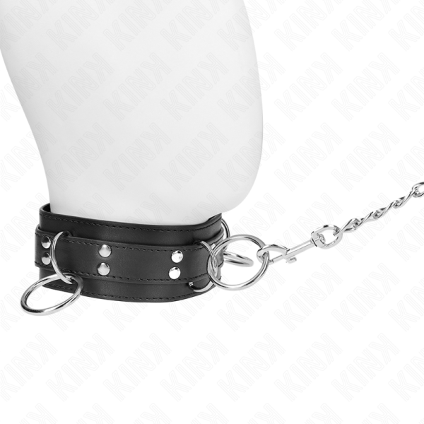 KINK COLLAR & GAG – kink - 3 ring slavery necklace with strap 80 cm 53 x 5 cm - Image 2