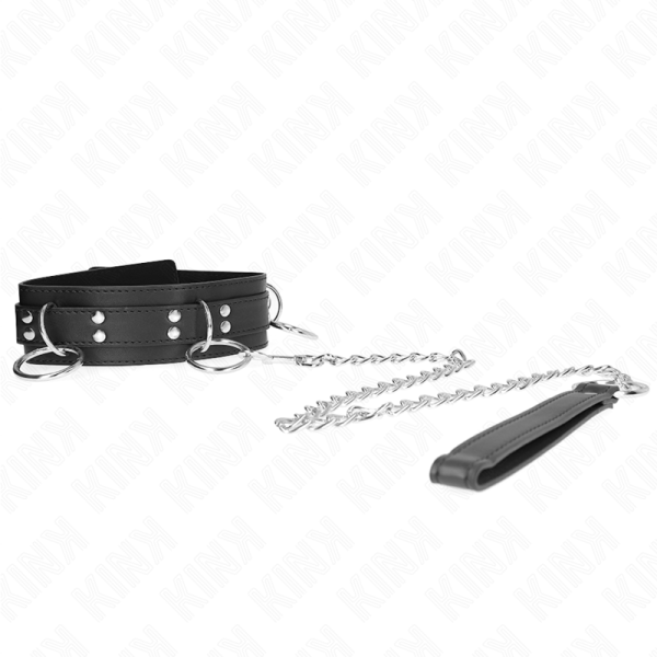 KINK COLLAR & GAG – kink - 3 ring slavery necklace with strap 80 cm 53 x 5 cm - Image 3