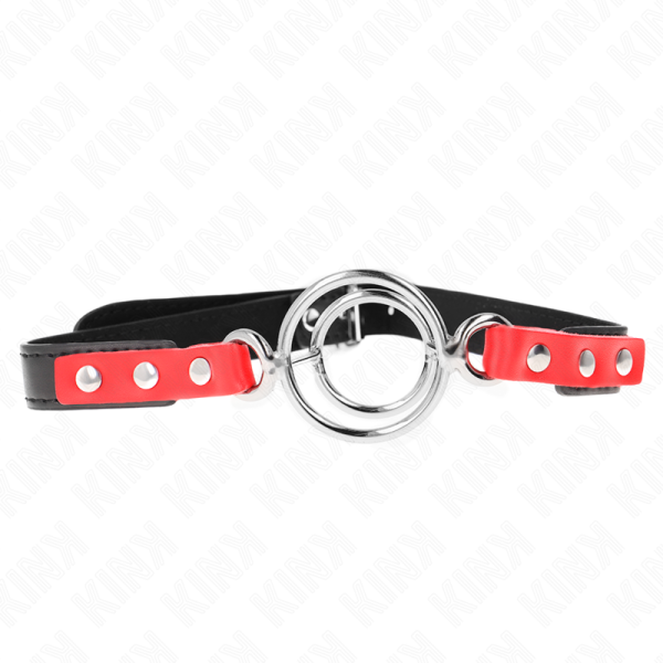 KINK COLLAR & GAG – kink - gag su dviem o-ringom 4 / 4.8 cm raudona 38 x 56 cm
