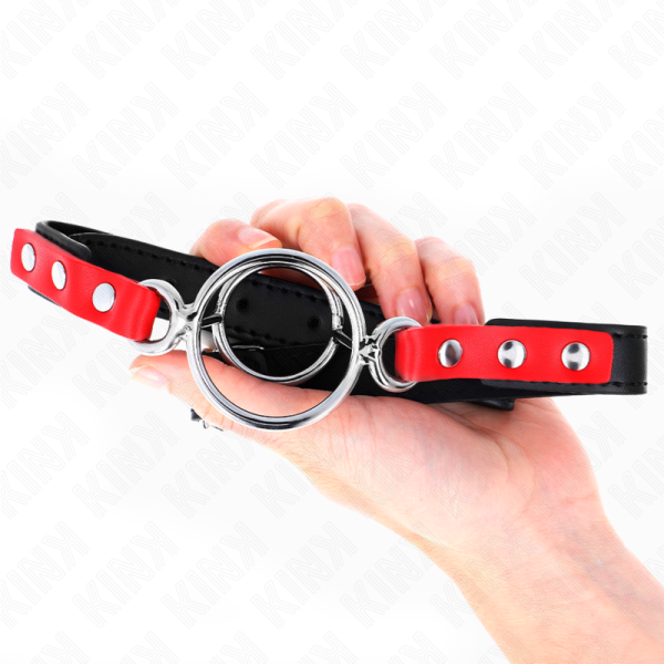 KINK COLLAR & GAG – kink - gag su dviem o-ringom 4 / 4.8 cm raudona 38 x 56 cm - Image 3