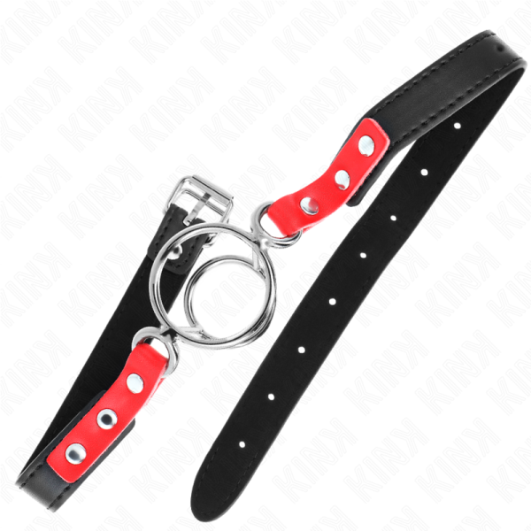 KINK COLLAR & GAG – kink - gag su dviem o-ringom 4 / 4.8 cm raudona 38 x 56 cm - Image 2