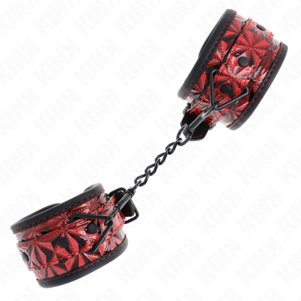 KINK WRIST RESTRAINT – kink - deimantų raštas riešo apribojimai tamsiai raudona reguliuojami 17-26 cm x 5.5 cm - Image 2