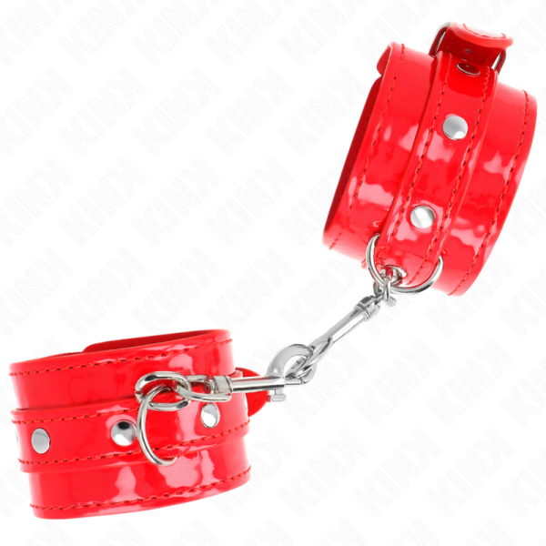 KINK WRIST RESTRAINT – kink - blizgantys raudoni kankinimo ankletai 23-33 cm - Image 2