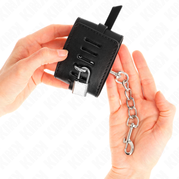KINK WRIST RESTRAINT – kink - prabangios uždaromos rankų apribojimai juodi reguliuojami 14.5-21 cm x 6 cm - Image 3