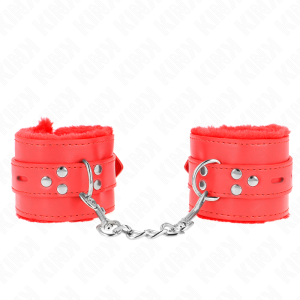 KINK WRIST RESTRAINT – kink - plišiniais apvyniojimas su kvadratiniais skylais raudonas ir raudonas diržas reguliuojamas 17-29 cm x 6 cm