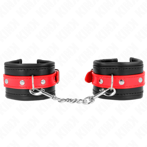 KINK WRIST RESTRAINT – kink - rankų apribojimai juodi su raudonu diržu reguliuojami 17-28 cm x 6 cm