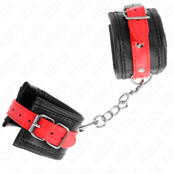 KINK WRIST RESTRAINT – kink - rankų apribojimai juodi su raudonu diržu reguliuojami 17-28 cm x 6 cm - Image 2