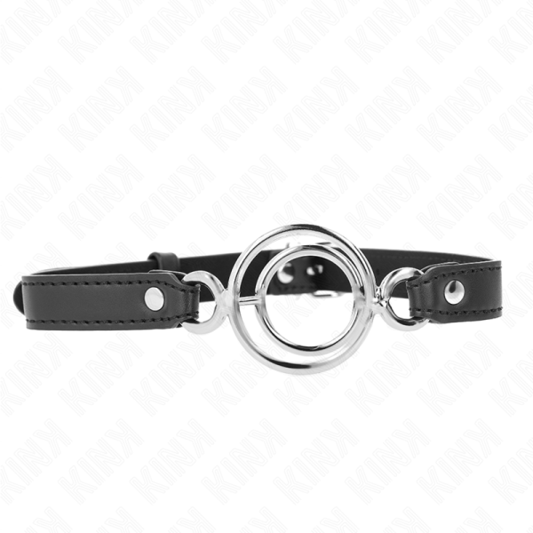 KINK COLLAR & GAG – kink - gag su dviem o-ringom 5 cm juodas 63 x 2.5 cm