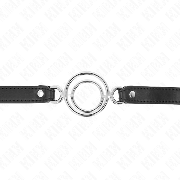 KINK COLLAR & GAG – kink - gag su dviem o-ringom 5 cm juodas 63 x 2.5 cm - Image 3