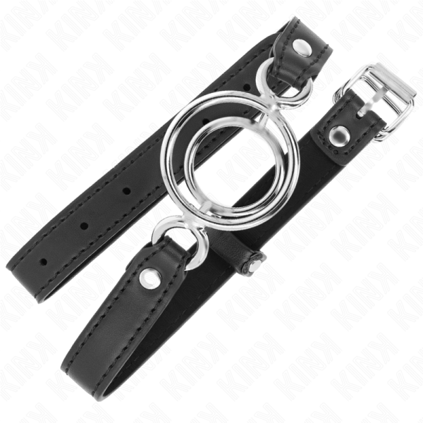 KINK COLLAR & GAG – kink - gag su dviem o-ringom 5 cm juodas 63 x 2.5 cm - Image 2