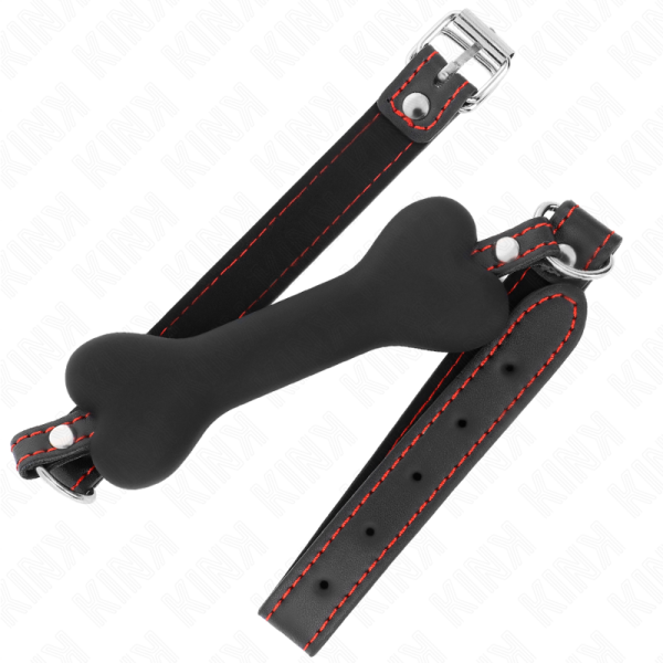 KINK COLLAR & GAG – kink - juodas kaulas 12 cm kalė 63 x 2 cm - Image 2