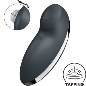 SATISFYER VIBRATOR – satisfyer - tap & climax 2 vibratorius ir stimuliatorius pilkas