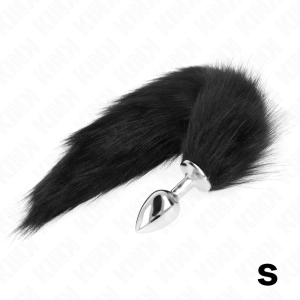 KINK PLEASURE PLUGS – kink - anal plug size s 7 x 3 cm su dirbtiniu uodegu 40 cm juodas