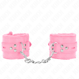 KINK WRIST RESTRAINT – kink - plišiniais pagrindu wrist restraints su kvadratiniais skylais rožinis ir rožinis diržas reguliuojamas 17-29 cm x 6 cm