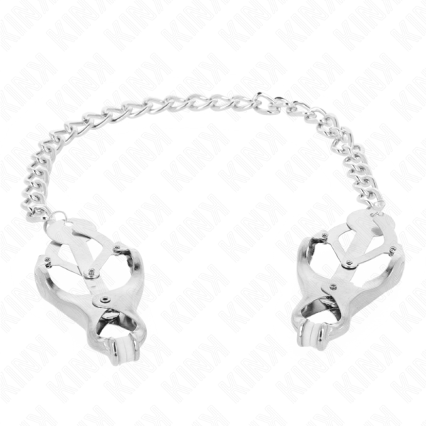 KINK NIPPLE GRIP – kink - japoniškos kloverio nipple klampos su grandine sidabro 30 cm - Image 2