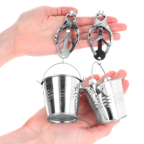 KINK NIPPLE GRIP – kink - japoniškos klovėrų nipple klampos su kibirėliais sidabro - Image 3