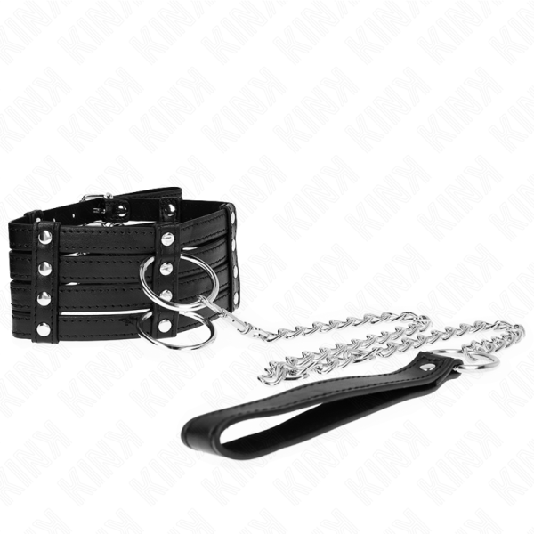 KINK COLLAR & GAG – kink - kaklo papuošalas su diržu 65 cm sub stiliaus reguliuojamas 35-51 cm x 7 cm