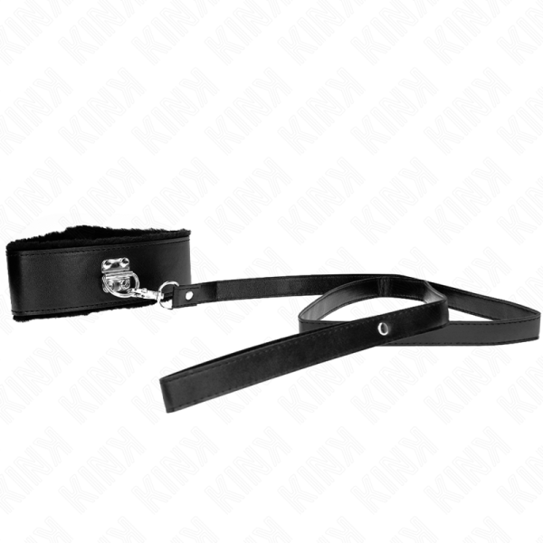 KINK COLLAR & GAG – kink - kaklo papuošalas su pavadžia 116 cm su sidabriniais kalvukais modelis 4 juodas reguliuojamas 40-48 cm x 6 cm