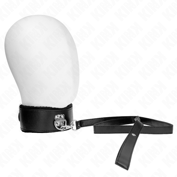 KINK COLLAR & GAG – kink - kaklo papuošalas su pavadžia 116 cm su sidabriniais kalvukais modelis 4 juodas reguliuojamas 40-48 cm x 6 cm - Image 2