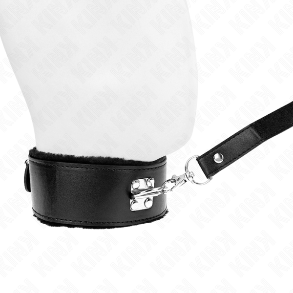 KINK COLLAR & GAG – kink - kaklo papuošalas su pavadžia 116 cm su sidabriniais kalvukais modelis 4 juodas reguliuojamas 40-48 cm x 6 cm - Image 3