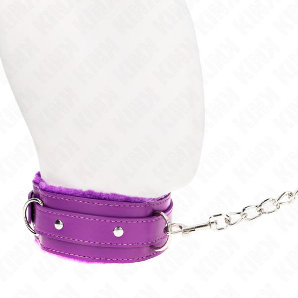 KINK COLLAR & GAG – kink - kaklas su pavadėliu 65 cm su apribojimais purpurinis 36-42 cm x 5.5 cm - Image 3
