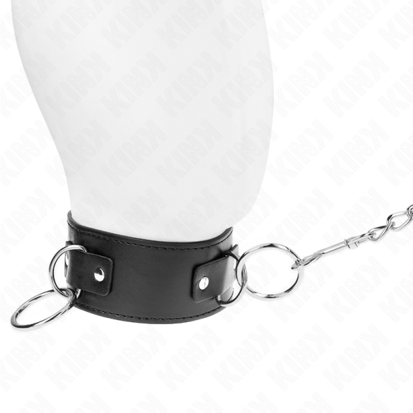 KINK COLLAR & GAG – kink - kaklo papuošalas su pavadėliu 65 cm 3 žiedų modelis 2 reguliuojamas 36-43 cm x 5 cm - Image 2