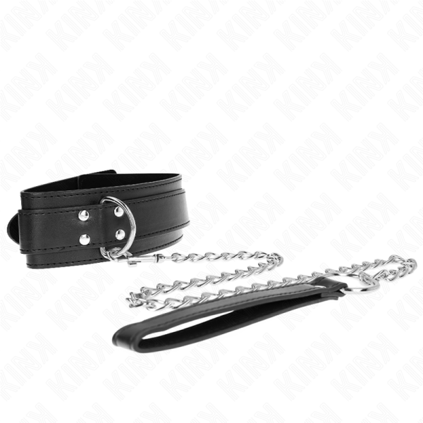 KINK COLLAR & GAG – kink - kaklo papuošalas su dirželiu 65 cm sidabrinėmis sagtimis reguliuojamas 33-46 cm x 5.5 cm