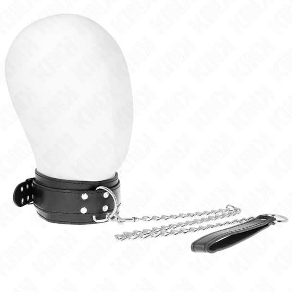 KINK COLLAR & GAG – kink - kaklo papuošalas su dirželiu 65 cm sidabrinėmis sagtimis reguliuojamas 33-46 cm x 5.5 cm - Image 2