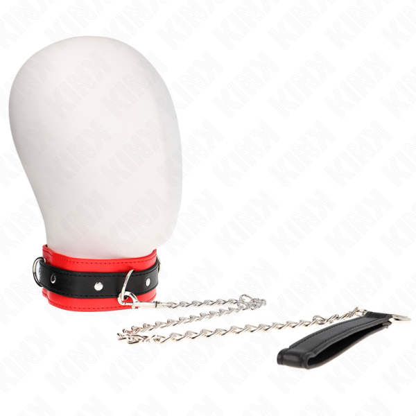 KINK COLLAR & GAG – kink - basic model collar with leash 65 cm model 3 red 53 x 5 cm - Image 3