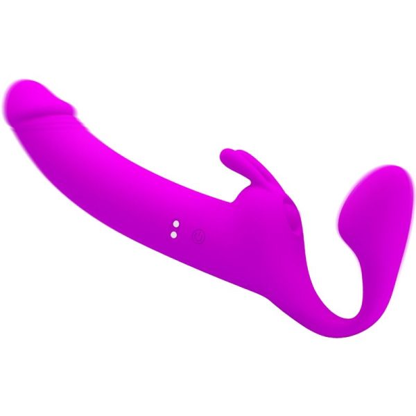 PRETTY LOVE – be diržo zanini strap-on 10 vibracijų purpurinis