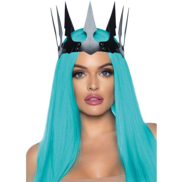 LEG AVENUE ACCESSORIES – leg avenue - dirbtinės odos maleficent karūna su kalvysais juoda