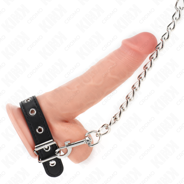 KINK RING POWER – kink - odos varpos žiedas su dirželiu 21.5 x 2 cm ir metaline grandine 60 cm - Image 2