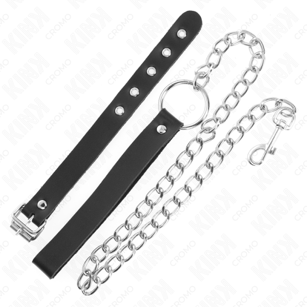 KINK RING POWER – kink - odos varpos žiedas su dirželiu 21.5 x 2 cm ir metaline grandine 60 cm - Image 3
