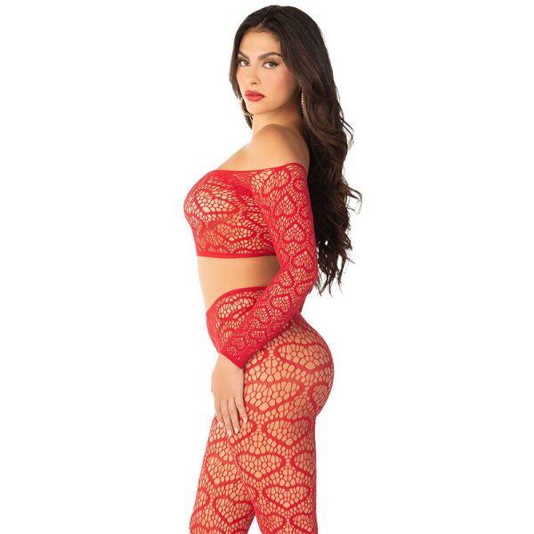 LEG AVENUE BODYSTOCKINGS – leg avenue - raudonas crop top ir pėdkelnės vieno dydžio - Image 3