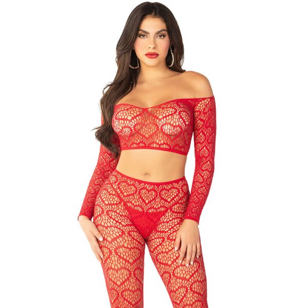 LEG AVENUE BODYSTOCKINGS – leg avenue - raudonas crop top ir pėdkelnės vieno dydžio - Image 2
