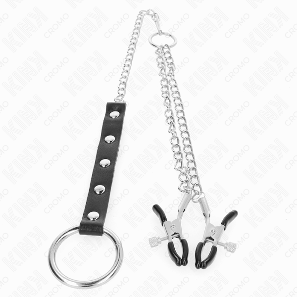 KINK RING POWER – kink - metalinis penio žiedas su grandine ir reguliuojamomis niplių spaustukais - Image 3
