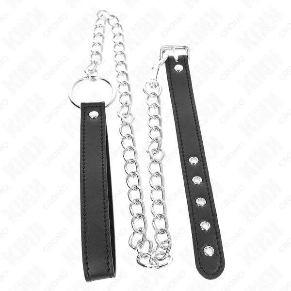 KINK RING POWER – kink - odos penio žiedas 21.5 x 2 cm su 60 cm metaline grandine ir odos dirželiu - Image 3