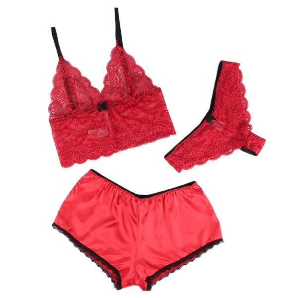 SUBBLIME SETS – subblime - 953898 šilko ir nėrinių naktinė + kelnės raudona s/m - Image 3