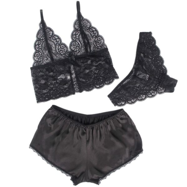 SUBBLIME SETS – subblime - 953928 šilko ir nėrinių naktinė + kelnės juoda l/xl - Image 3
