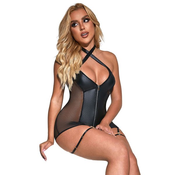 SUBBLIME DRESSES – subblime - 954444 seksualus tinklinis kleidinys odos juodas s/m - Image 3