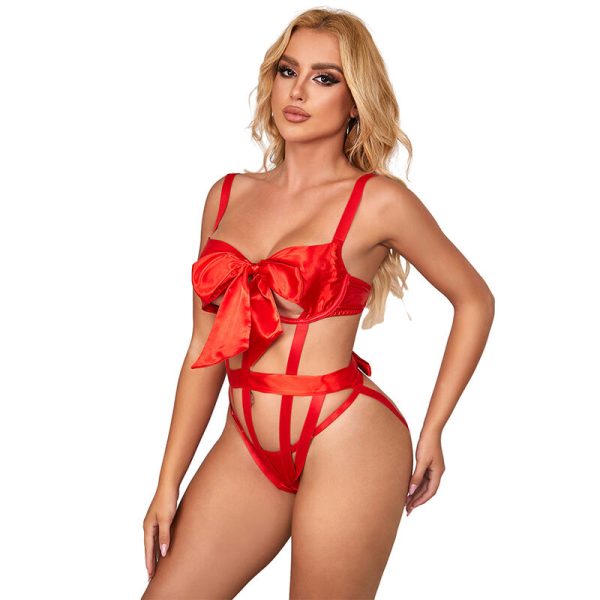 SUBBLIME BODYSTOCKINGS – subblime - 954475 seksualus atviro darbo kostiumas su kaspinu raudonas l/xl - Image 3