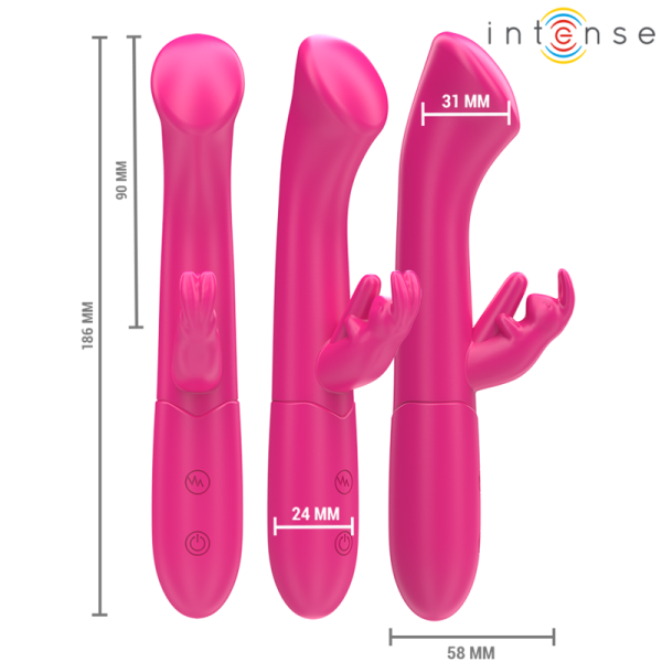 INTENSE FUN – intense - julieta triušio vibratorius 18.6 cm 10 vibracijų rožinis - Image 2