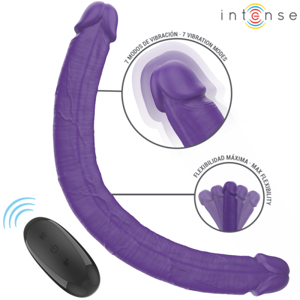INTENSE FUN – intense - gunter dildo duble vibratorius 40 cm purpurinis nuotolio valdymas