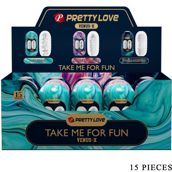 PRETTY LOVE – venus x 15 silikoniniai vyriški masturbatoriai balti