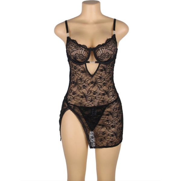 SUBBLIME BABYDOLLS – subblime - 954185 nėrinių babydolls su reguliuojamais petnešomis juoda s/m - Image 3