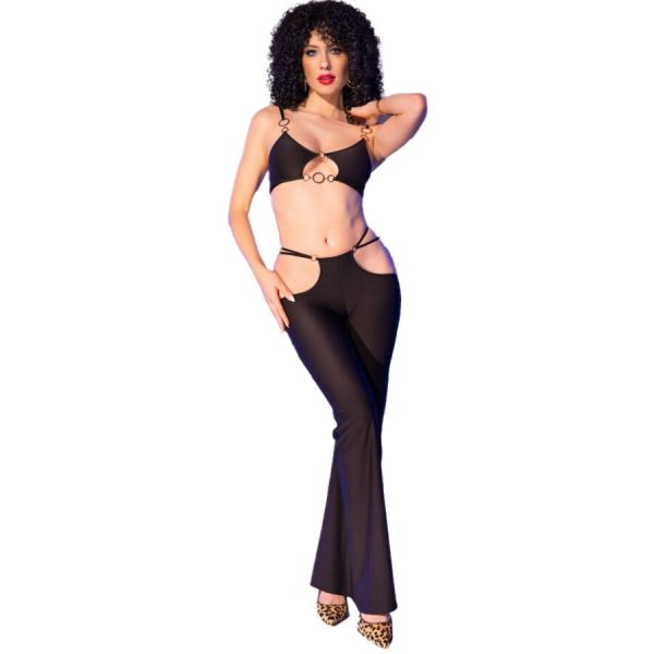 CHILIROSE SETS – chilirose - cr 4851 juodas topas ir leginsų rinkinys su auksiniais aksesuarais m