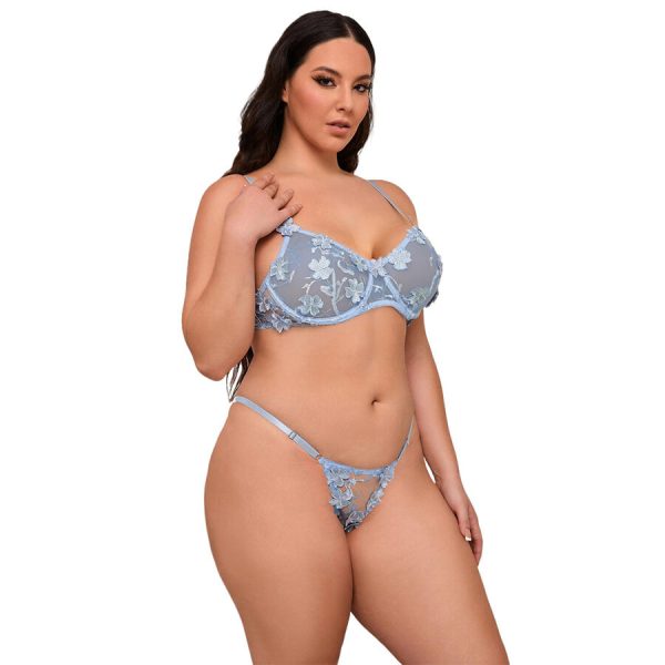 SUBBLIME SETS – subblime - 957636 gėlių aplikacijos korsetas ir kelnės mėlyna l/xl - Image 3