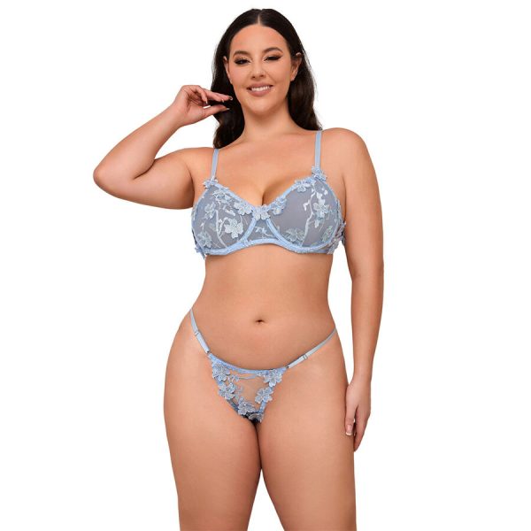 SUBBLIME SETS – subblime - 957636 gėlių aplikacijos korsetas ir kelnės mėlyna l/xl - Image 2