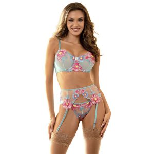 SUBBLIME SETS – subblime - 957650 gėlių aplikacijos kraštų liemenėlė ir dirželių rinkinys rožinis l/xl