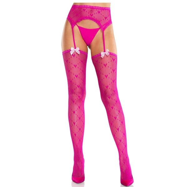 LEG AVENUE HOSIERY – leg avenue - širdies puskojai su dirželiais magenta